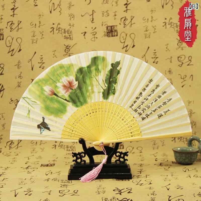 夏 チャイナ風 レトロ ポータブル 扇子 ダンス 韓国 中国 花柄 団扇 扇 タッセル 春 ファン 21cm