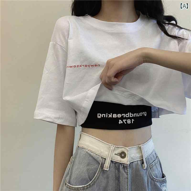Other - Tシャツ 半袖 アメカジ ダンス クラブ へそ出し 夏 ヒップホップ 衣装 KPOP カジュアル レジャー 通学 休日 ホームウェア 快適コーデ レディース