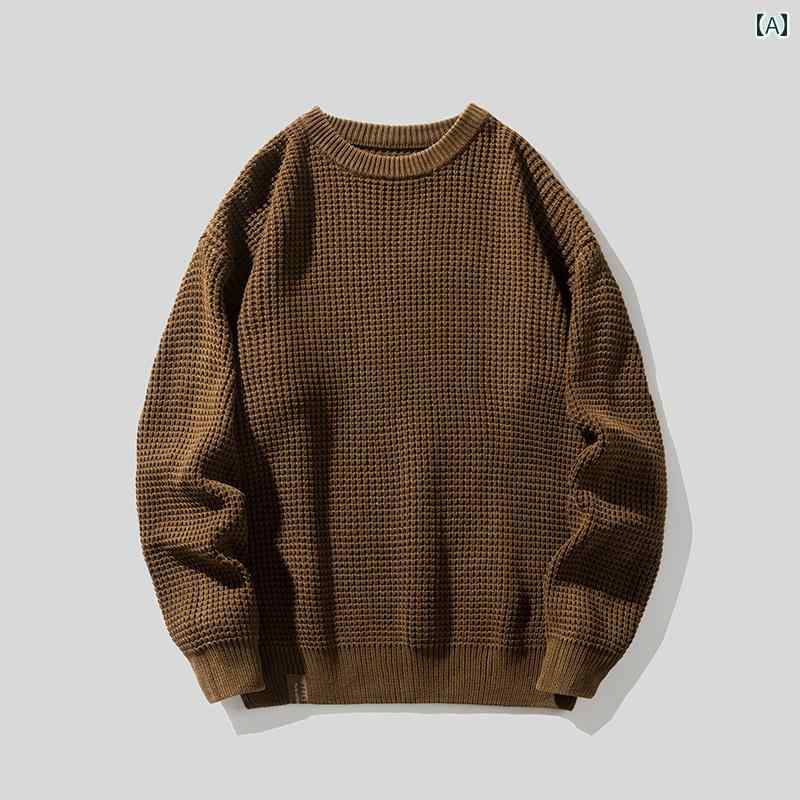 Knit Sweater - メンズ 秋冬 長袖 厚手 ニット トップス セーター レイヤード カジュアル おしゃれ 普段使い 着やい 動きやい 快適 レジャー アウトドア ワーク