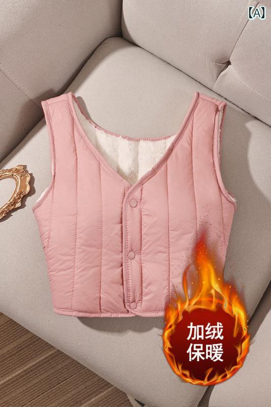 レディース 秋冬 ミニ丈ダウンベスト 暖かい 防寒 アウター インナー 快適 かわいい おしゃれ 韓国 イ..