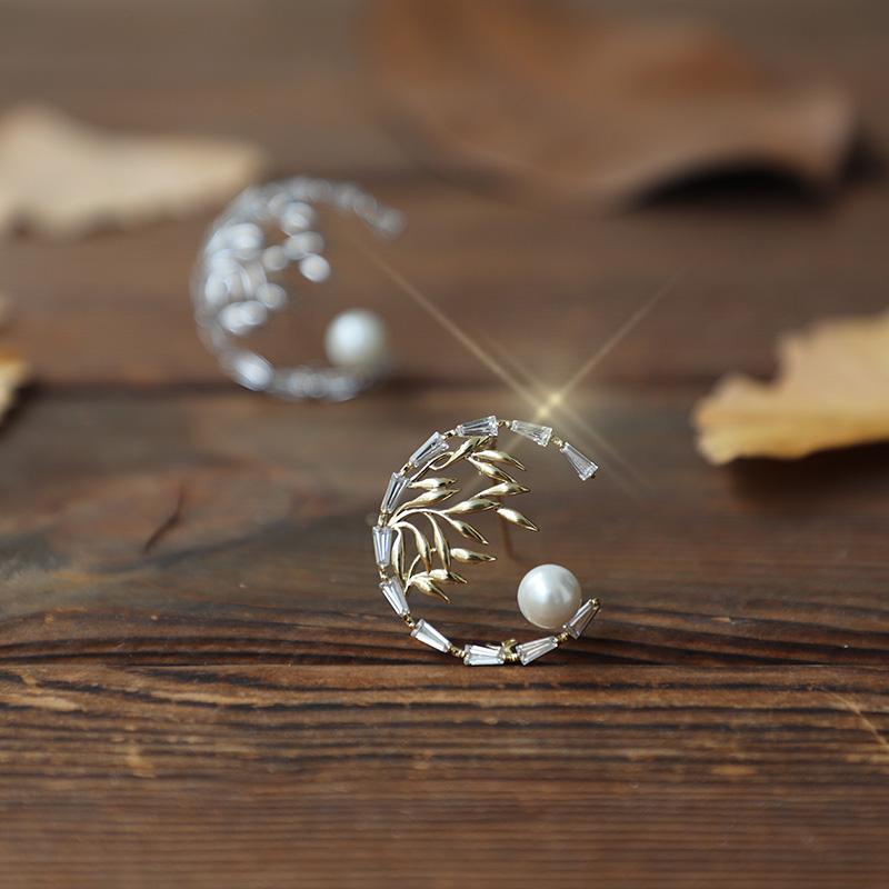 ブローチ レディース 大人 かわいい 襟ピン 胸飾り 月 半 竹 影 レトロ 中国風 金銀 銅 レディース 優..