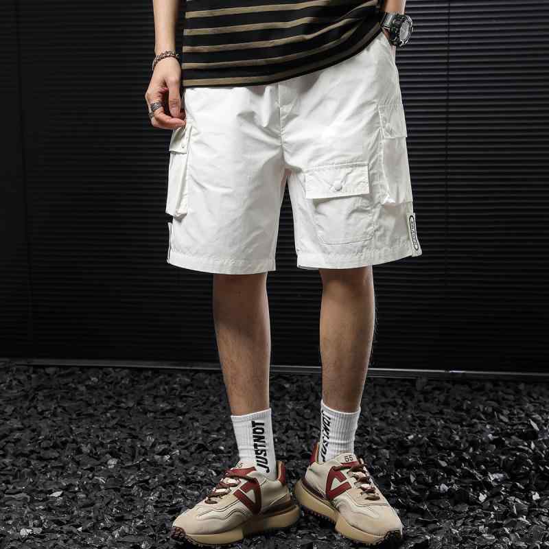 Nylon Shorts - メンズ 夏 ひんやり 涼しい 快適 クール 薄手 カーゴ ショーツ メンズ ミドル パンツ ホワイト 速乾 カジュアル ストレート レッグ ゆったり 五分丈 ファッション