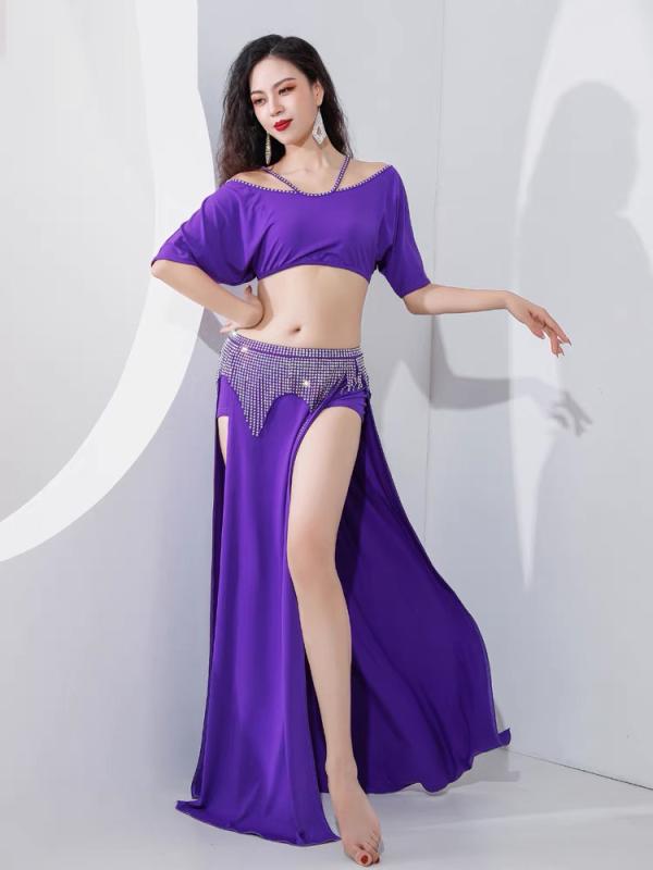 ベリーダンス オリエンタル ダンス 練習服 パフォーマンス 服 スーツ レディース ドリル トリム カラー..