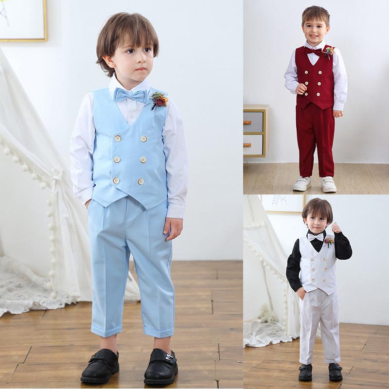 キッズ 男の子 セレモニースーツ おしゃれ着 ボーイ ドレスアップ スーツ 秋 英国 ベスト 3点 子供 スーツ 結婚式 パフォーマンス 衣装 入園式 入学式 卒園式 卒業式 結婚式