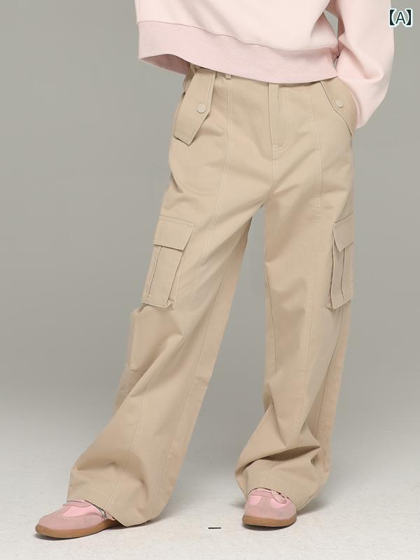 パンツ カジュアル 子供服 ボトムス ナチュラル 動きやすい キッズ 小さい 女の子 春秋 アメリカン ストリート カーキ オーバーオール 子供 ヒップ ホップ 甘くて スパイシー