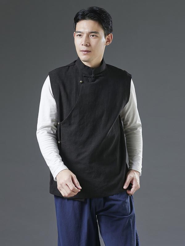 Chinese-style summer men's sleeveless vest, retro stand-collar vest, Hanbok-style top, tee, suit.