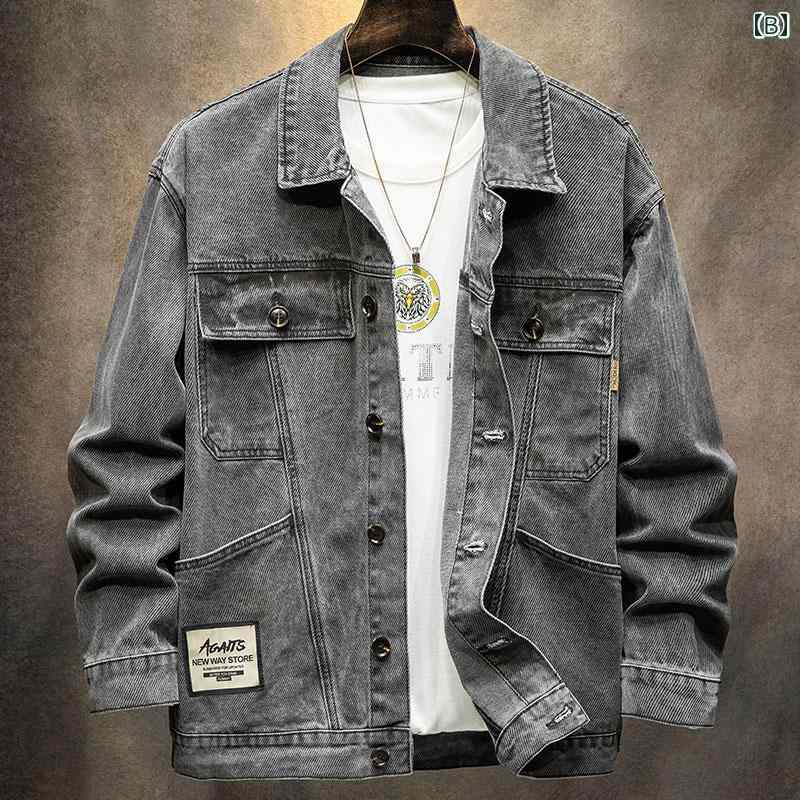 ジャケット デニムジャケット メンズ アメリカン カジュアル 春秋 男性用 レトロ ワークウェア 長袖 ウォッシュ ノスタルジック 男性用