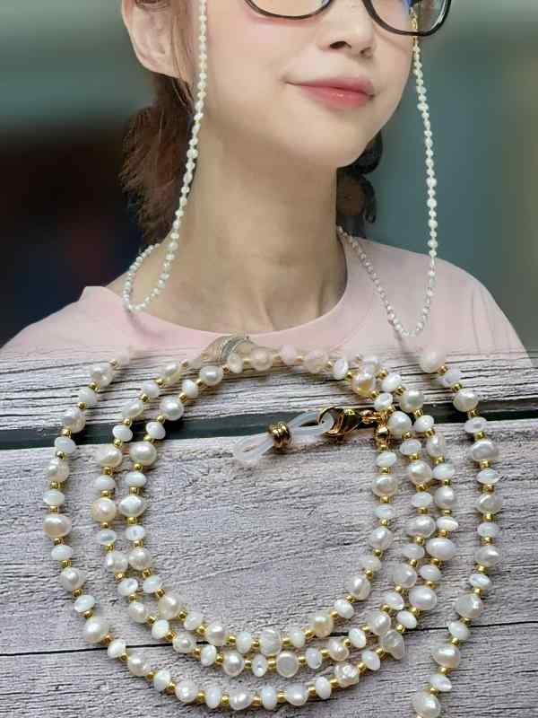 メガネチェーン マスク メガネ ストラップ アクセサリー イヤホンチェーン 淡水パール おしゃれ カジュ..