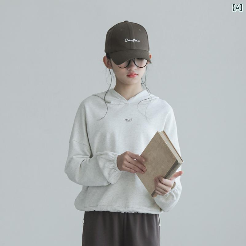 トップス キッズ ファッション ガールズ トレーナー 春秋 韓国 大きい 子供 女の子 プルオーバー フード付き 子供 ショート
