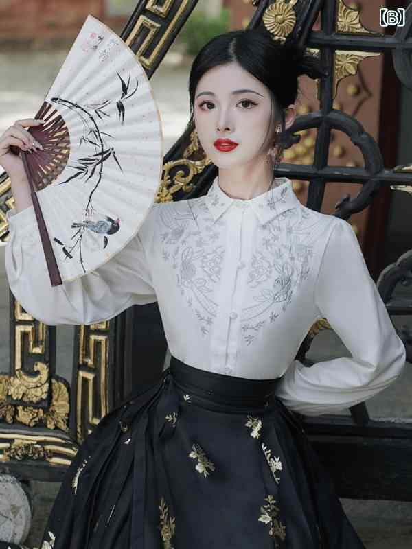 漢服 レディース ファッション 透明感 カジュアル コットン チェック ストリート ハーフ オープン カラー ハイウエスト シングル ブレスト 長袖 ロング スカート