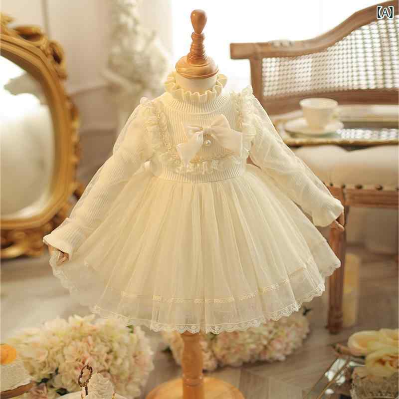 ドレス スカート 女の子 ガールズ 秋冬 セーター ベビー 1歳 誕生日 プリンセス 秋 ベルベット 春