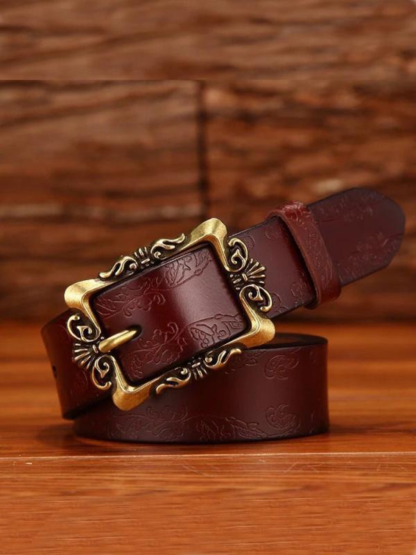 レディース カジュアル ジーンズ ベルト ズボン ベルト 牛革 幅広 ベルト 宮殿 アンティーク 革 ジーンズ 装飾 ベルト
