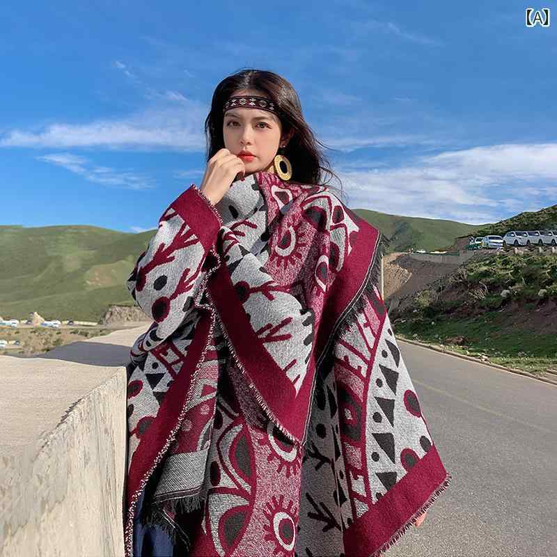 スカーフ エレガント マント ショール オールシーズン エスニック ボヘミアン 保温 暖かい ブランケット ポンチョ 多 旅行 アウトドア