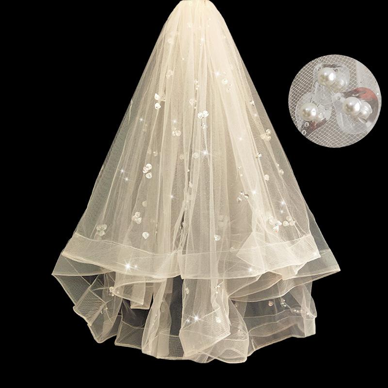 ウェディングベール ブライダル 結婚式 エレガント ヘッド ドレス フェアリー ライト シャンパン スパ..
