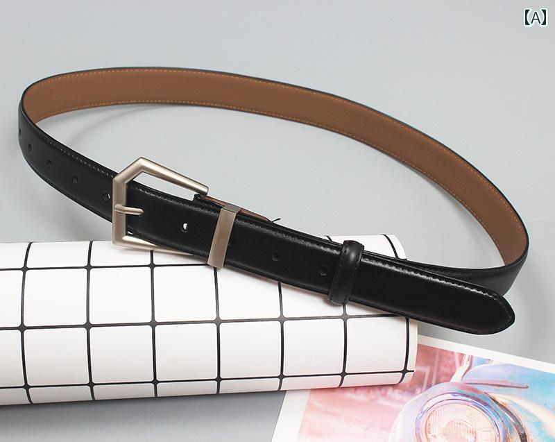 ベルト レディース 革 ファッション シンプル 快適 装飾 豪華感 ジーンズ 薄手 韓国 ブラック