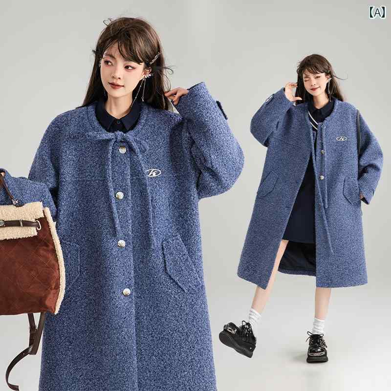 フリースコート アウター ジャケット レディース 秋冬 リボン ロング 暖かい 防寒 おしゃれ かわいい 韓国 ファッション モテ服 外出 ..