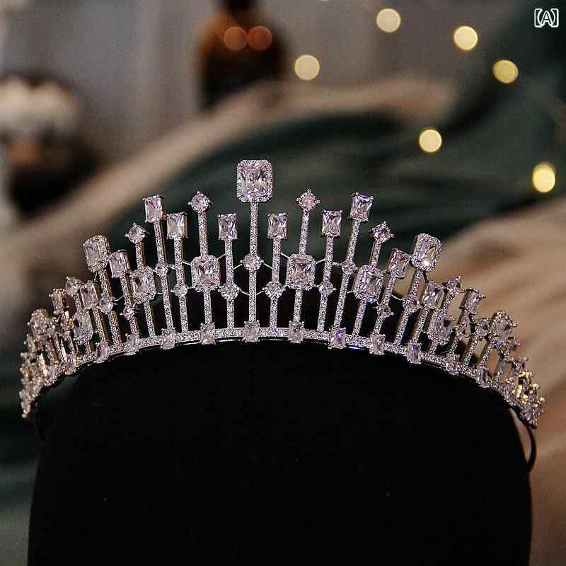 ティアラ クラウン ブライダル ウェディング 大人式 豪華感 レディース 結婚式 韓国 白 プリンセス シュガー グリッター型 ヘア アクセサリー