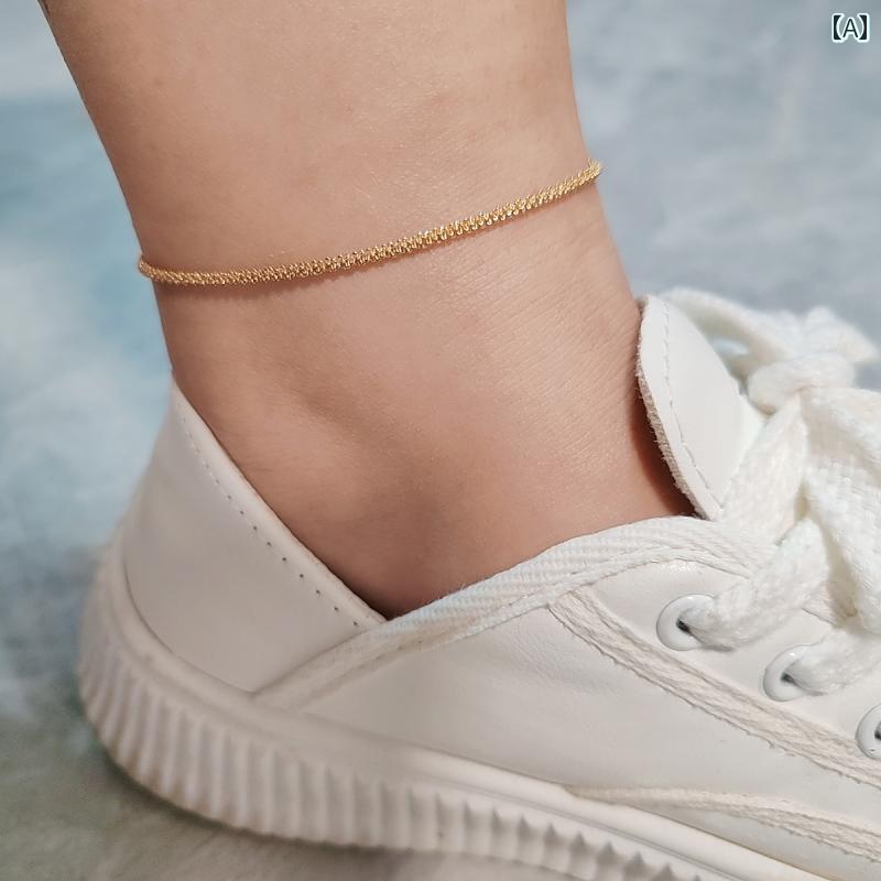 アンクレット 足首 アクセサリー スパークリング 夏 ライト 高級 スパークリング ベビーブレス ファイン チェーン