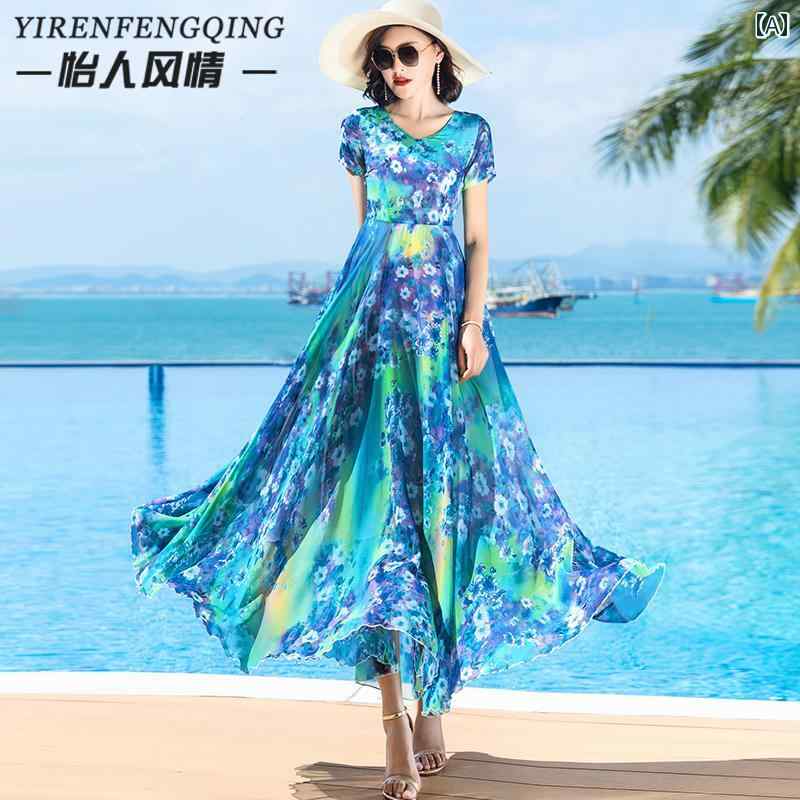 ワンピース 花柄 シンプル カジュアル 普段着 大人 きれいめ 上品 エレガント マルチシーン レディース ロング スカート 大きめサイズ 夏