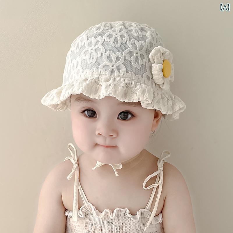 ベビー 日よけ 帽子 春夏生児 女の子 赤ちゃん プリンセス フラワー フード 通気性 メッシュ レース 幼児 サンバイザー