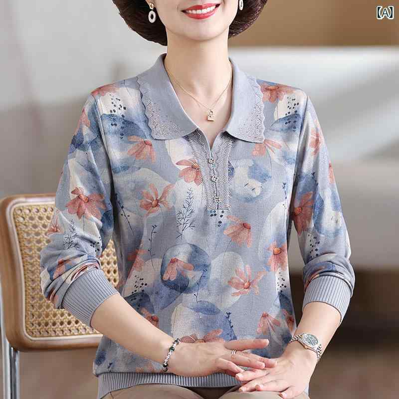 秋風 薄手 長袖 Tシャツ レディース お母さん 襟下 トップス ナチュラル 上品 きれいめ 大人普段使い リラックスウェア 大人