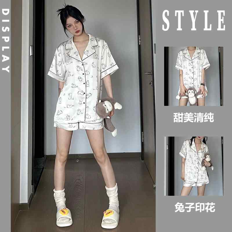 パジャマ レディース ファッション オールシーズン ルーム ウェア スイート バニー 半袖 夏 ひんやり 涼しい 快適 上下 セット 大きめサイズ