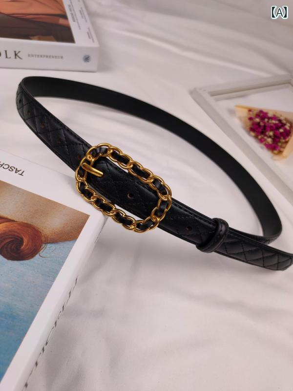 レディース カジュアル ジーンズ ベルト 革 ファッション 装飾 スカート スーツ セーター ガードル