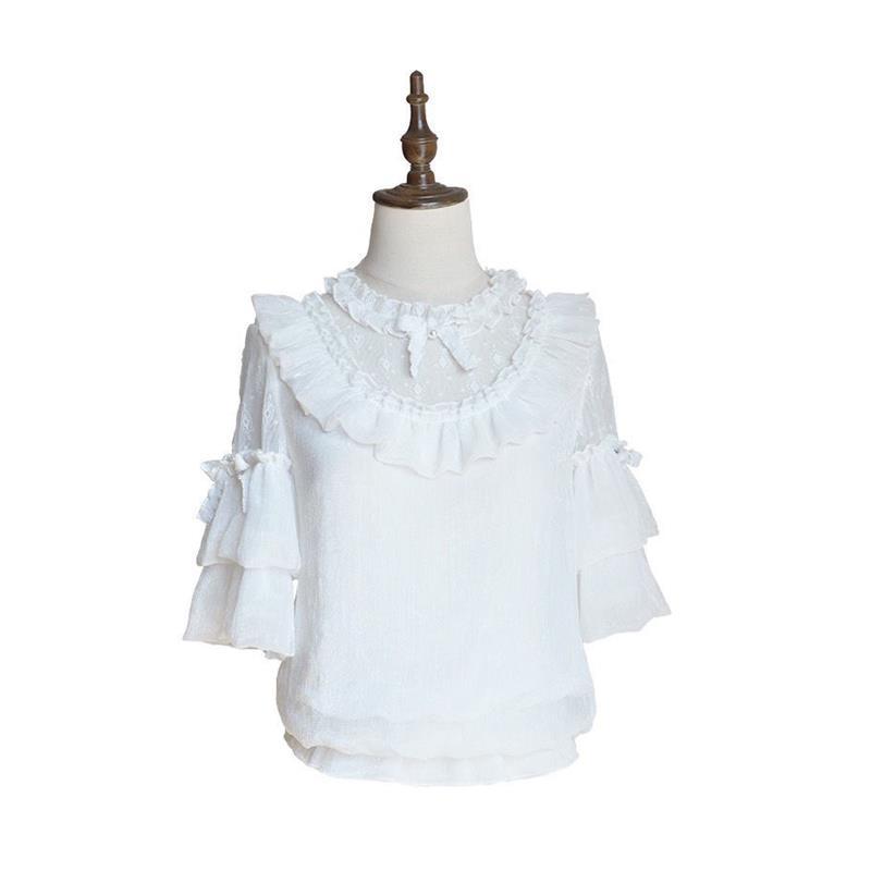 ロリータ シャツ レース フェアリー パフスリーブ ブラウス プリンセス レディース かわいい 衣料品 夏 レディース