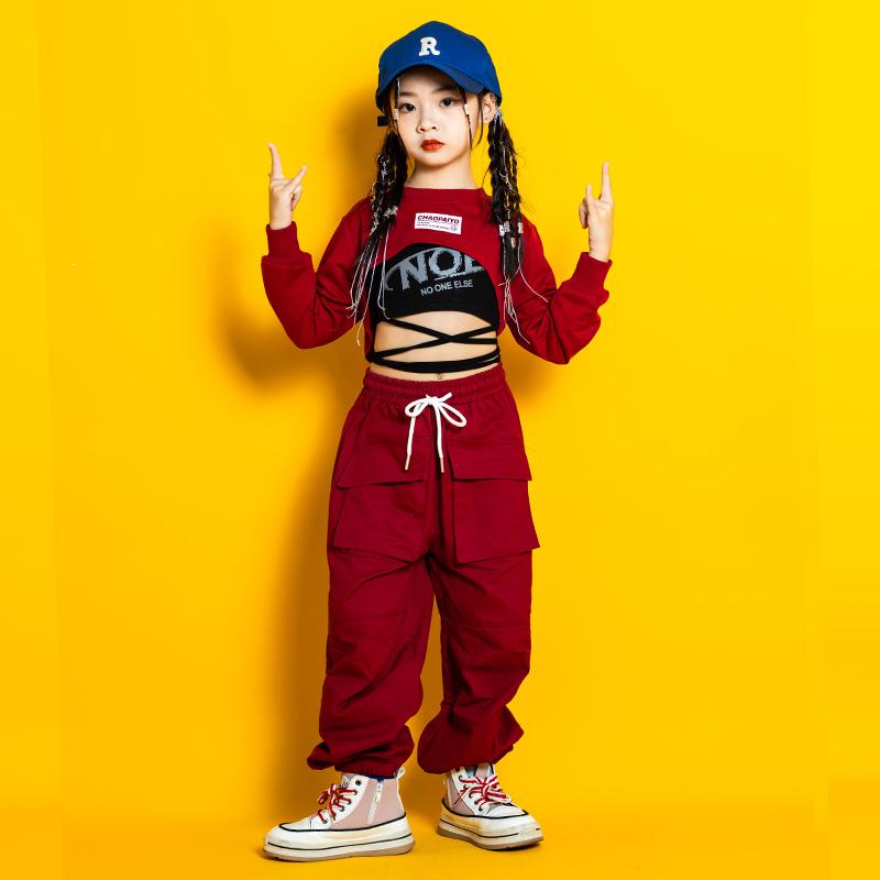子供服 女の子 トレーナー へそ出し パンツ スウェットスーツ コスチューム バンド ダンス ヒップホッ..