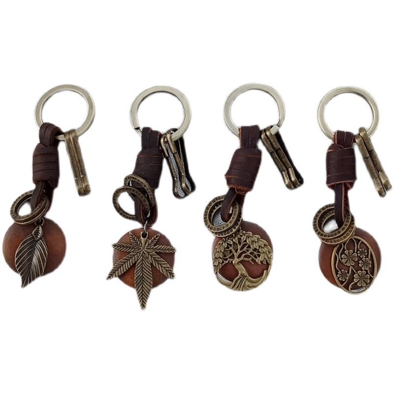 シンプル リーフ キーホルダーリング 車 キー ペンダント バッグ ハンギング ジュエリー シンプル アク..