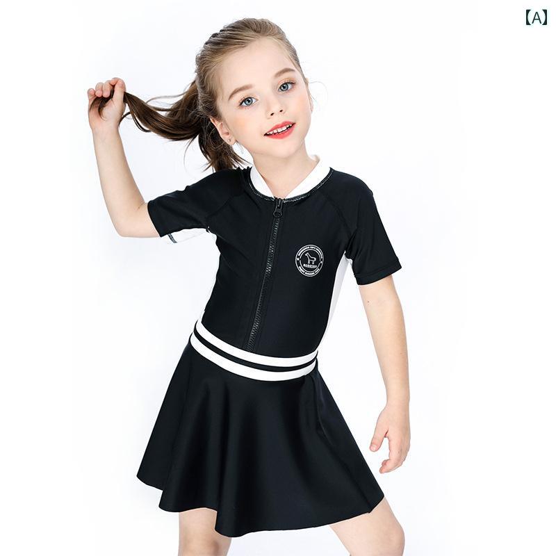 夏 水着 キッズ リゾート プール ビーチ 水泳 水遊び 子供用 スイムウェア ラッシュガード 女の子 ワンピース スカート スタイル 速乾 ..