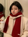 レディース 秋 冬 ニット ウール マフラー おしゃれ 防寒 韓国 カラー ブロック カレッジ スカーフ 厚手 暖かい 学生 カップル スカーフ
