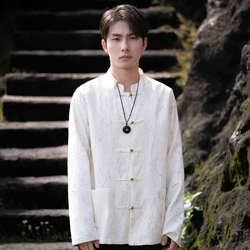 シャツ トップス シャツ ジャケット メンズ レトロ チャイニーズ スタイル かっこいい 唐装 銅 ボタン ..