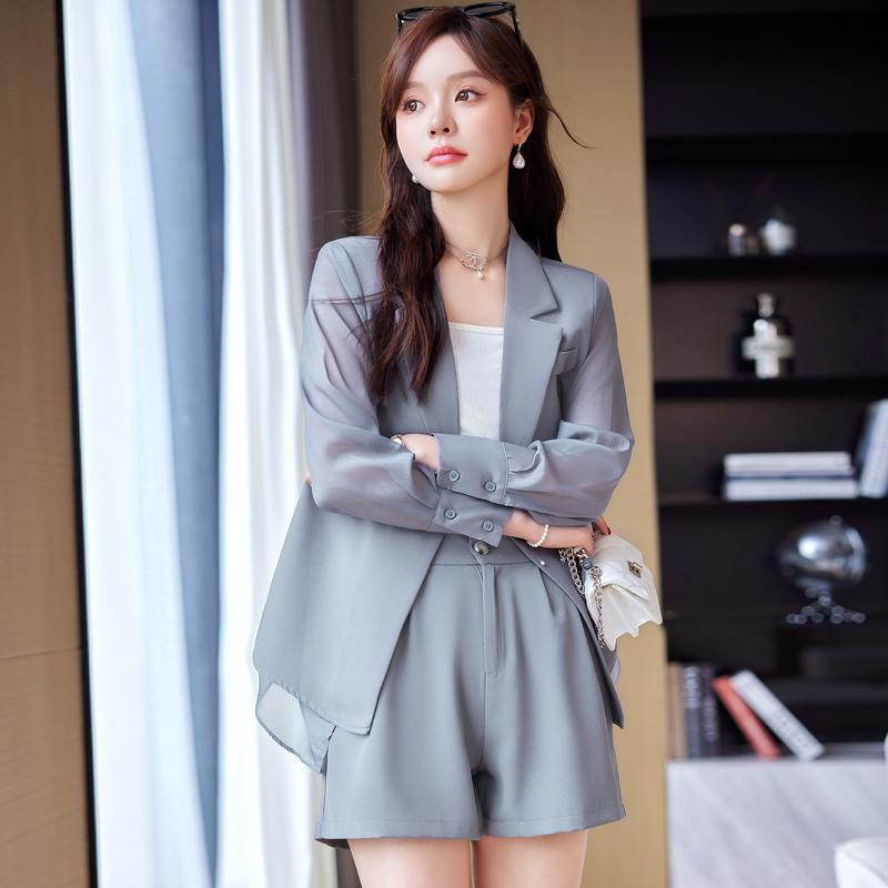 Other - 夏 スーツ レディース 夏 ジャケット ショートパンツ スーツ カジュアル 大人 きれい 結婚式 二次会 参観日 通勤 長袖 レディース 上品 エレガント グレー