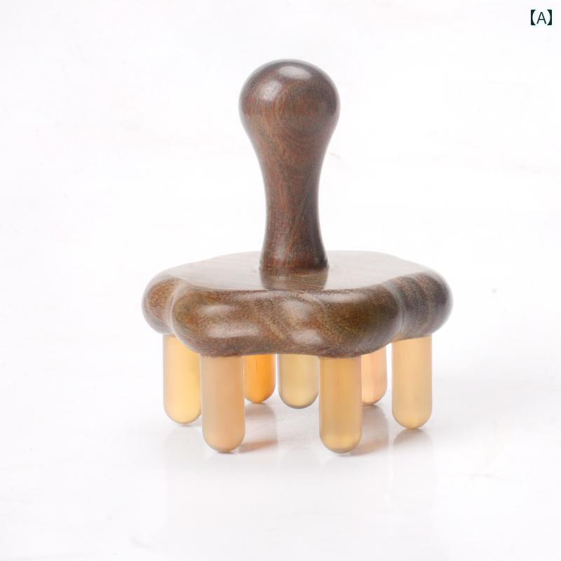 マッサージコーム 緑白檀 シャンプーコーム ヘアケア ブラシ 木櫛 頭皮ケア コンパクト ツボ押し マッ..