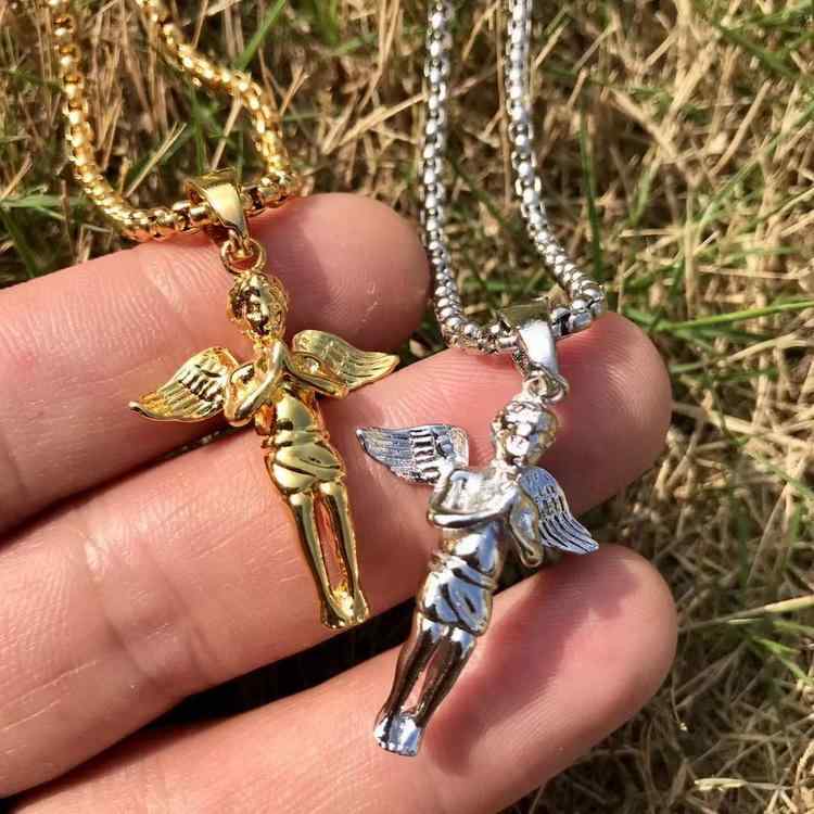 ネックレス かっこいい アメリカ ストリート エンジェルペンダント ヒップホップ ネックレス ユニセックス アクセサリー ユニセックス ギフト