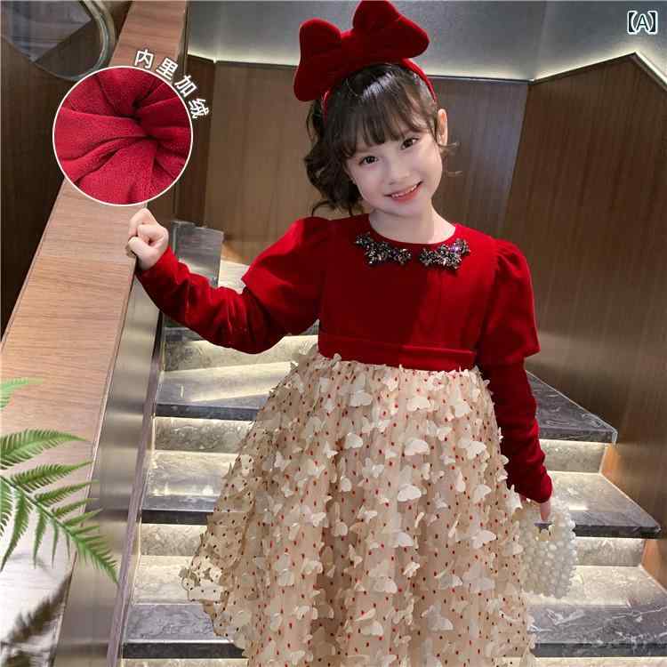 Other - 女の子 ドレス ワンピース シンプル カジュアル かわいい キッズ 幼児 子供 キッズファッション 子供服 秋冬