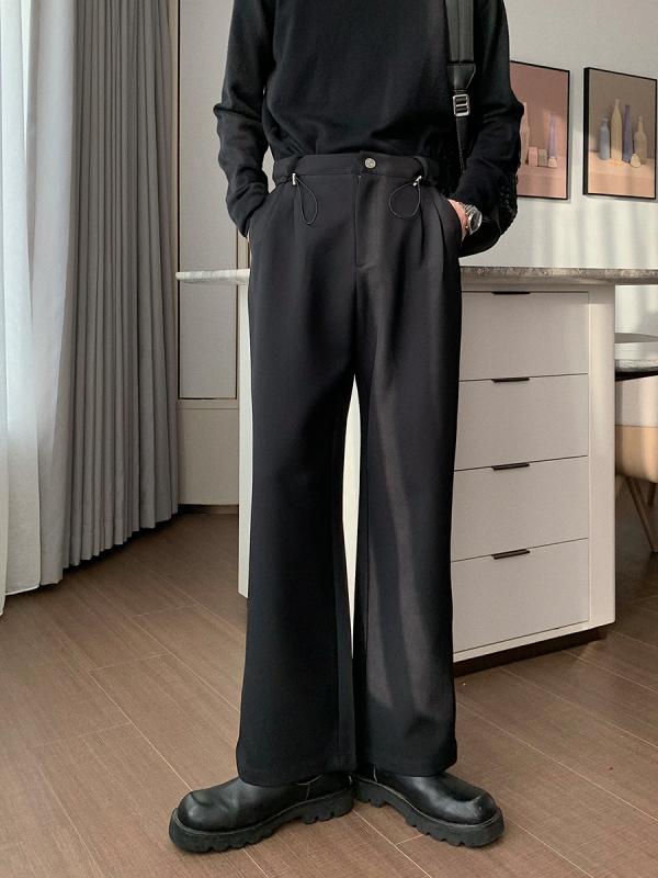 メンズ 秋 冬 カジュアル アイロン 不要 肥厚 ストレート 男子 ドレープ ワイド レッグ ゆったり