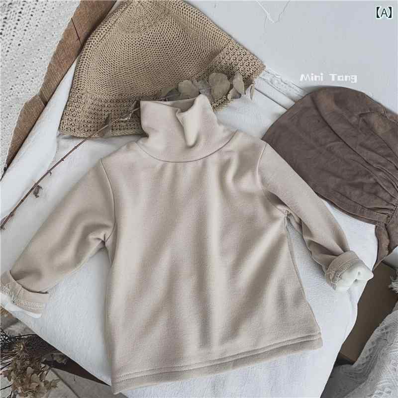 子供服 タートルネック 裏起毛 ボトム シャツ ユニセックス 冬用 暖かい 長袖 T