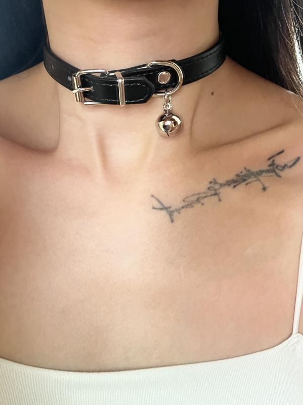 ネックレス レディース 大人 かわいい アクセサリー ブラック チョーカー レザーカラー 小さい ベル チョーカー ショート シック ネック バンド 女性用 秋冬 アクセサリー