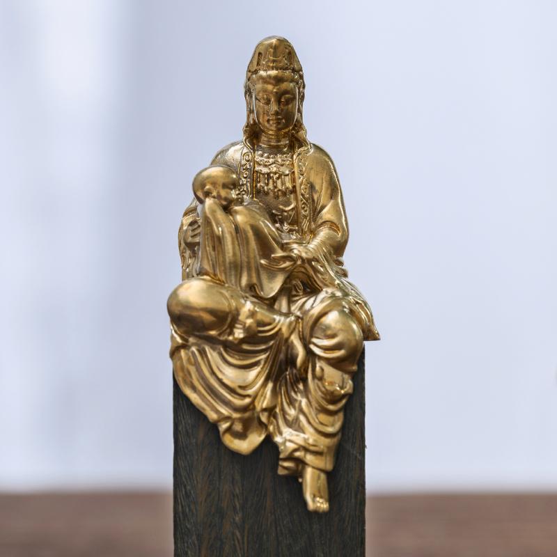 仏像 置物 装飾品 小型 室内 車内 インテリア小物 観世音菩薩 置物 ミニ ポータブル ブロンズ像 瞑想 ..