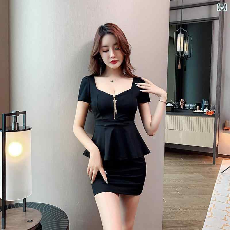 レディース 半袖 フレアショート ドレス セクシー ワンピース 韓国 イベント フェス パーティー ディナー キャバ キャバ 夜 デート ア..
