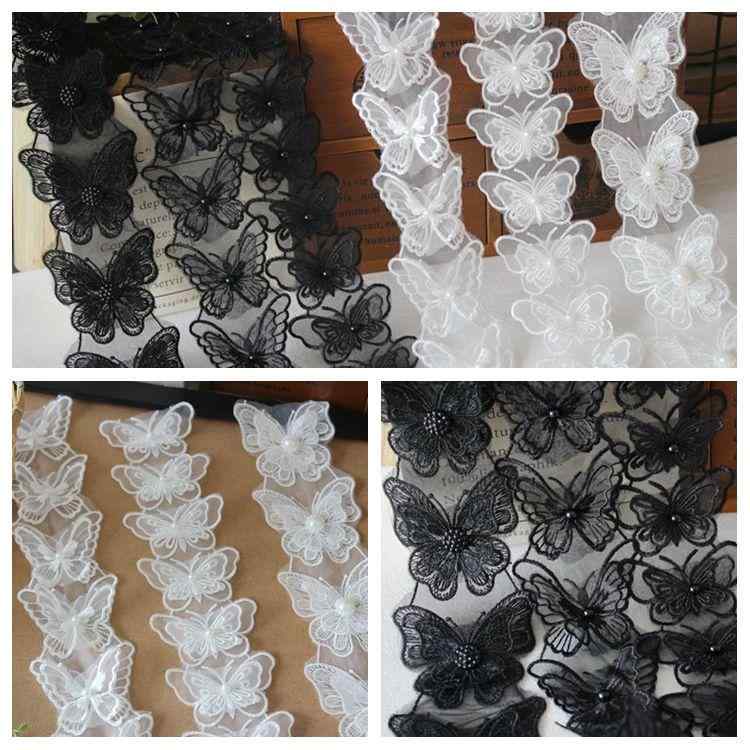 レース 蝶々 手芸 ハンドクラフト おしゃれ かわいい レトロ クラシック オーガンザ 刺繍 ビーズ 服 布 パッチ DIY アクセサリー