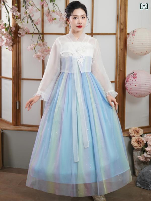 チマチョゴリ かわいい 韓国 衣装 民族衣装 伝統 エスニック パフォーマンス レディース 正装 盛装 パフォーマンス