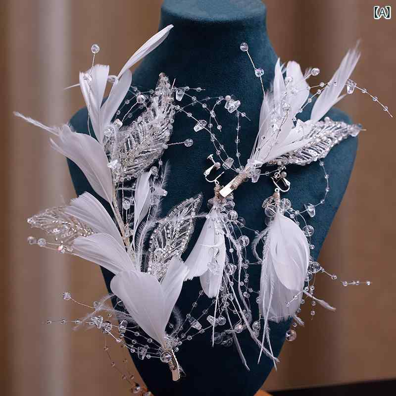 ウエディング 花嫁 ヘッドドレス ヘアピン ヘアアクセサリー 結婚式 髪飾り イヤリング アクセサリー エレガント 新婦 ギフト