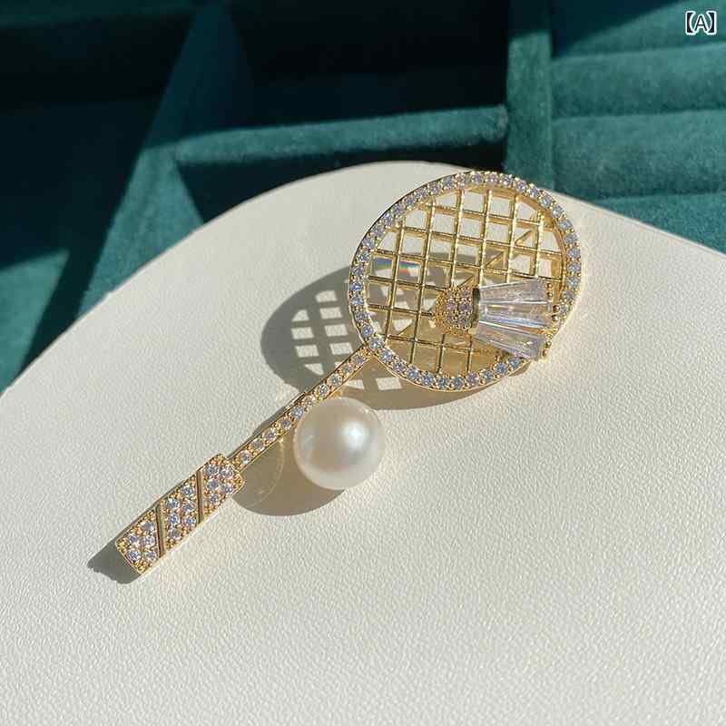 アクセサリー DIY ※パールなし 空ホルダー 半完成品 スポーツ バドミントン ラケット ジルコン ブローチ ピン パール 蜜蝋 翡翠 コサージュ ホルダー
