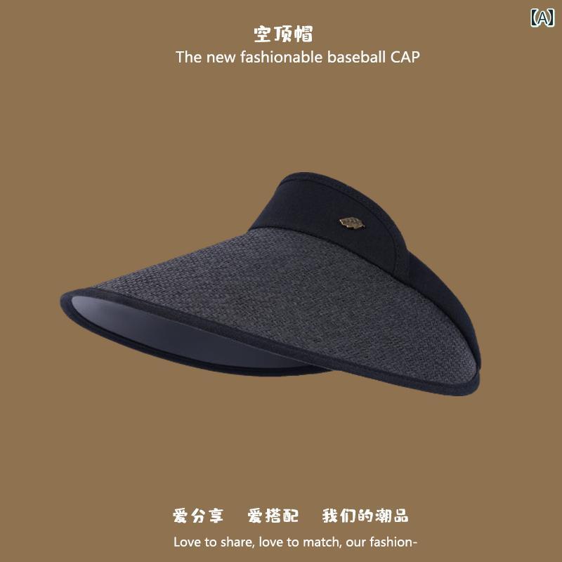 サンバイザー アウトドア 日よけ帽子 レディース 顔出 小さめ日よけ帽子 紫外線対策 つば広 麦わら帽 夏秋 空トップ