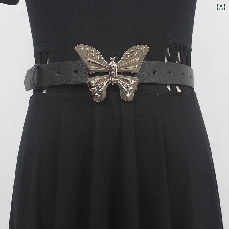 レディース ファッション ベルト アメリカン 女の子 バタフライ メタルバックル レディース 蝶 カジュアル アクセサリー