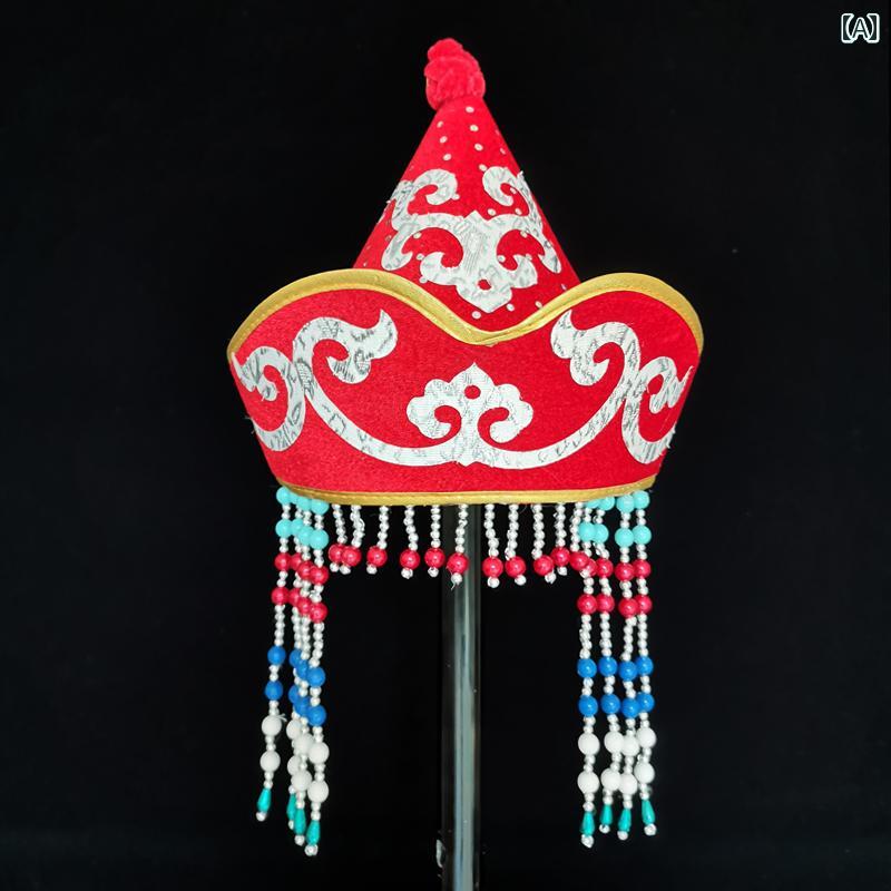 モンゴル ハット 子供 キッズ モンゴル ダンス パフォーマンス ハット アクセサリー 帽子 ステージ 華やか
