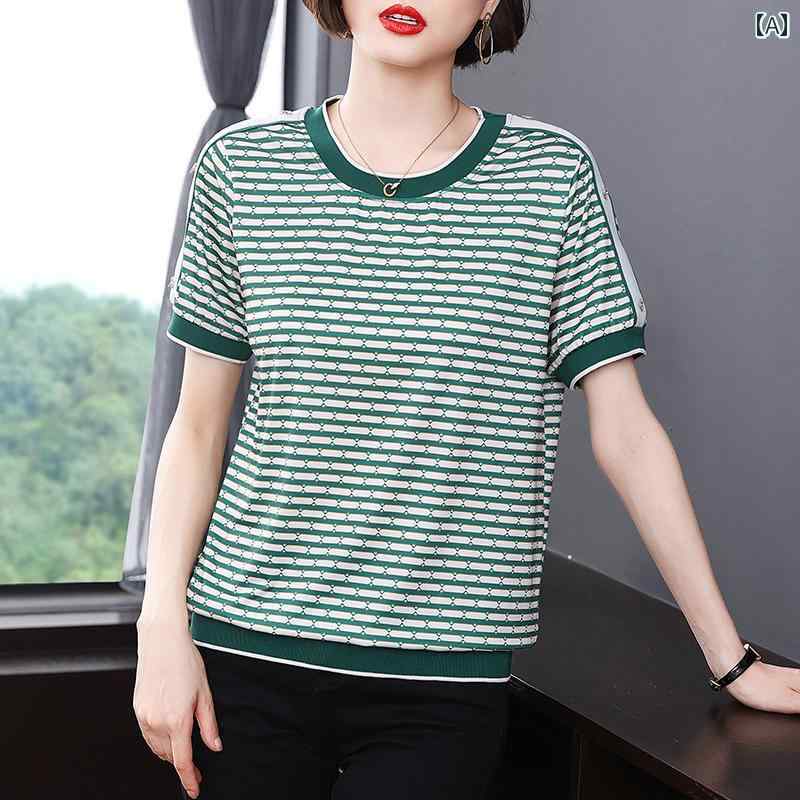 レディース 夏 カジュアル T シャツ 半袖 マザーズ 婦人服 おしゃれ 普段使い プリント トップス スポーツ スリム 若返 涼しく 通気性 女性 t